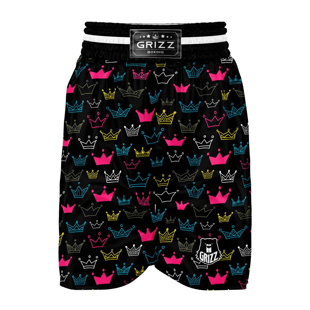 Crown Colorful Print Pattern Boxing Shorts-grizzshop