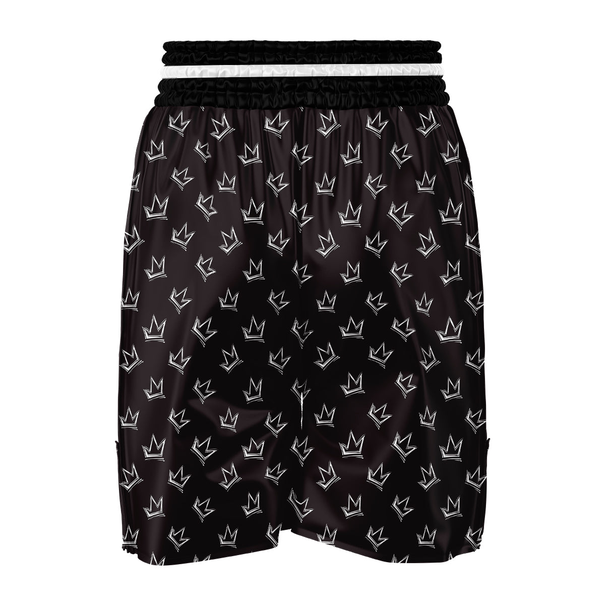 Crown Doodle Black Print Pattern Boxing Shorts-grizzshop