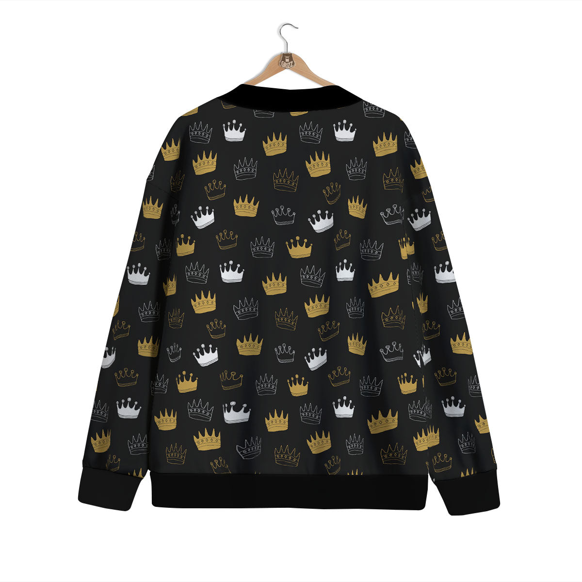 Crown Doodle Print Pattern Cardigan-grizzshop