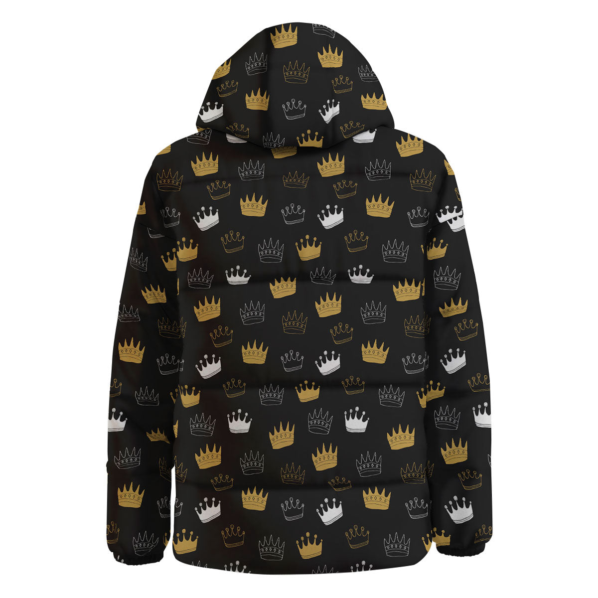 Crown Doodle Print Pattern Down Jacket-grizzshop