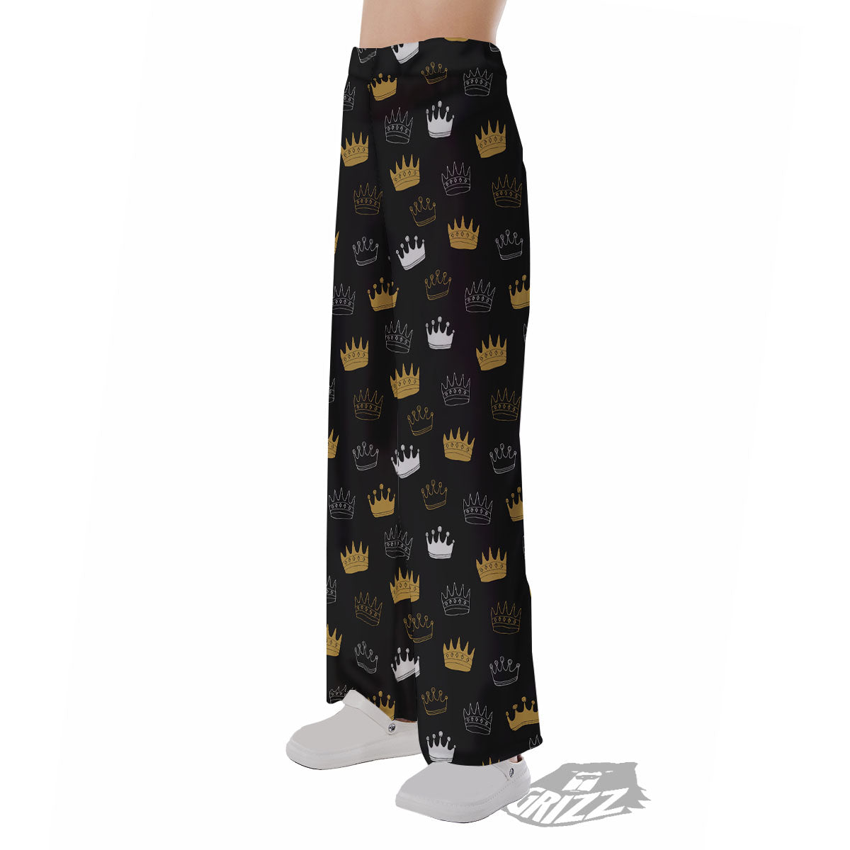 Crown Doodle Print Pattern Pajama Pants-grizzshop