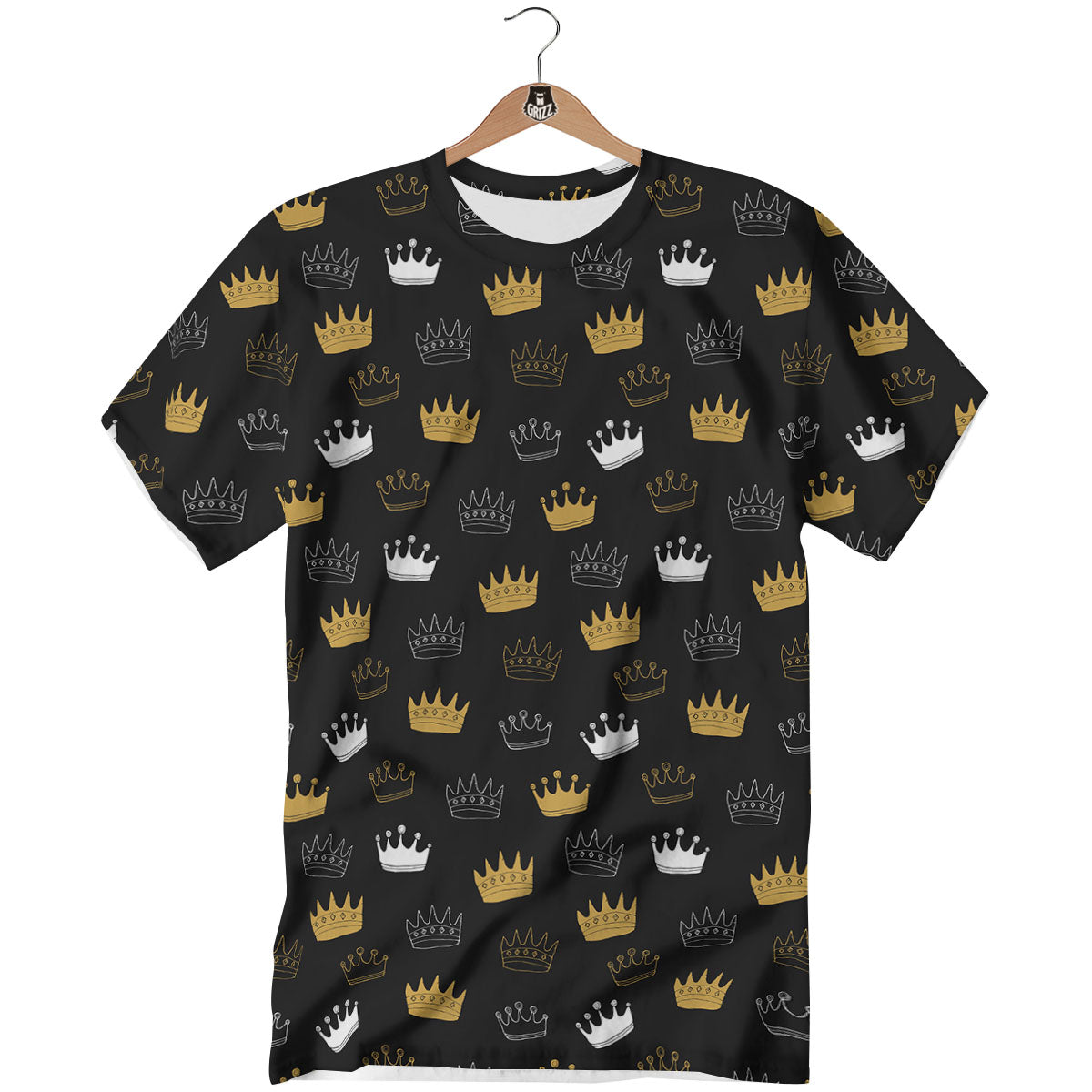 Crown Doodle Print Pattern T-Shirt-grizzshop