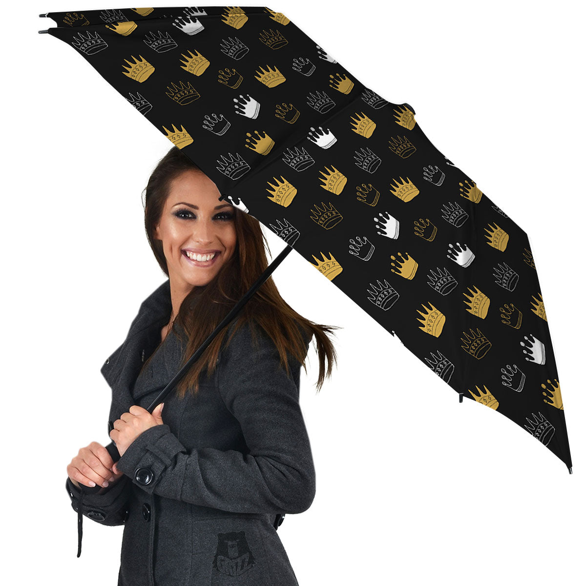 Crown Doodle Print Pattern Umbrella-grizzshop