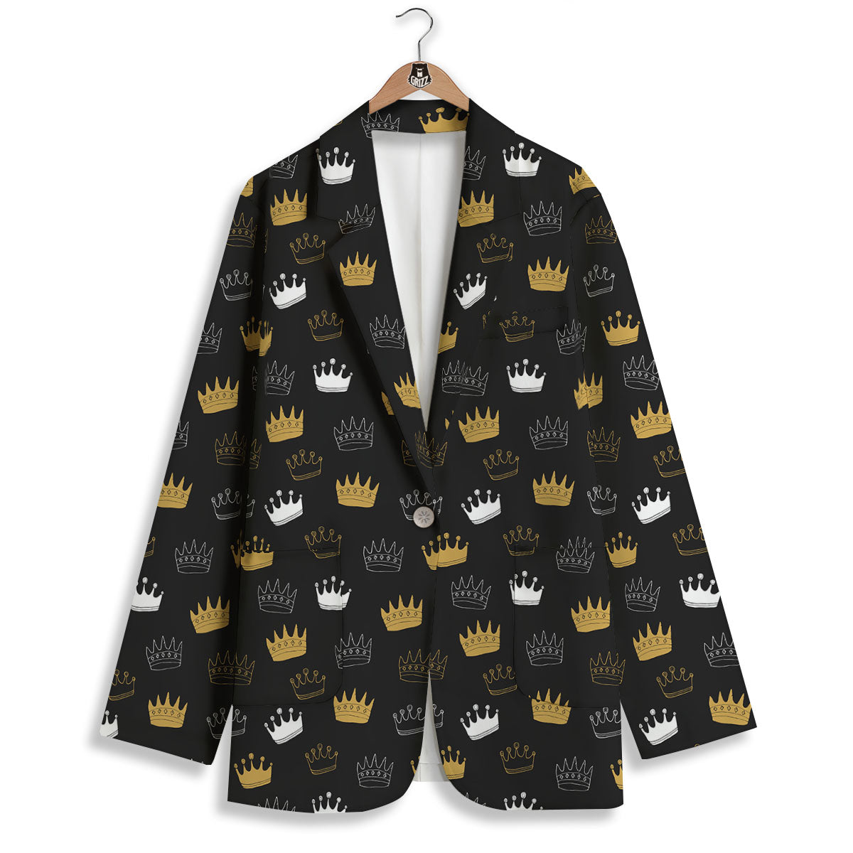 Crown Doodle Print Pattern Women's Blazer-grizzshop