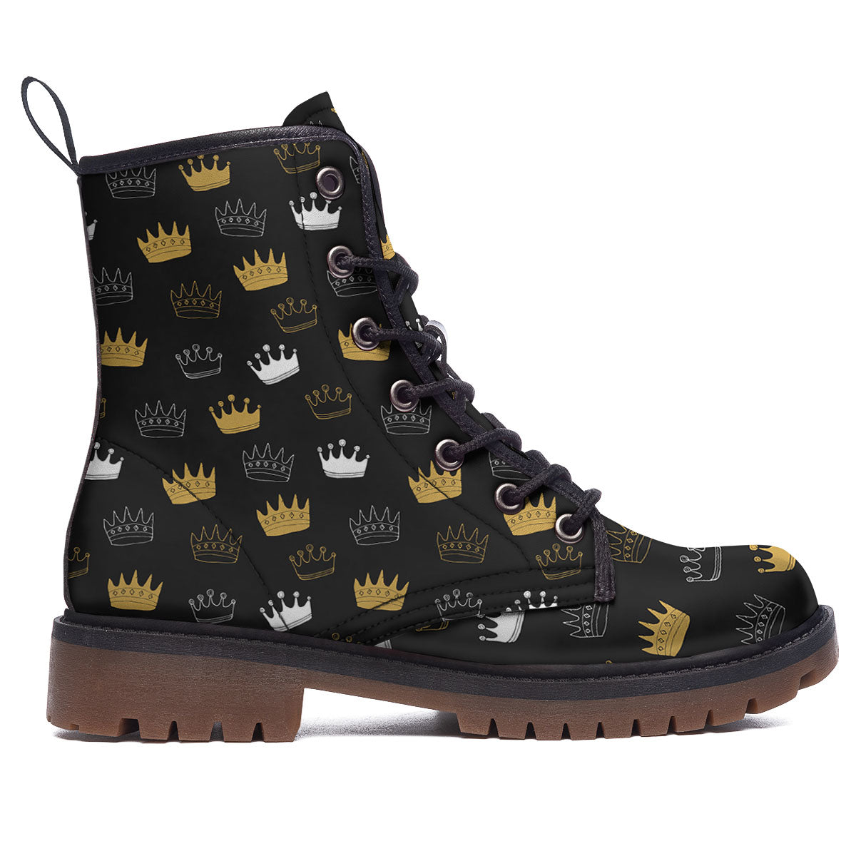Crown Doodle Print Pattern Work Boots-grizzshop