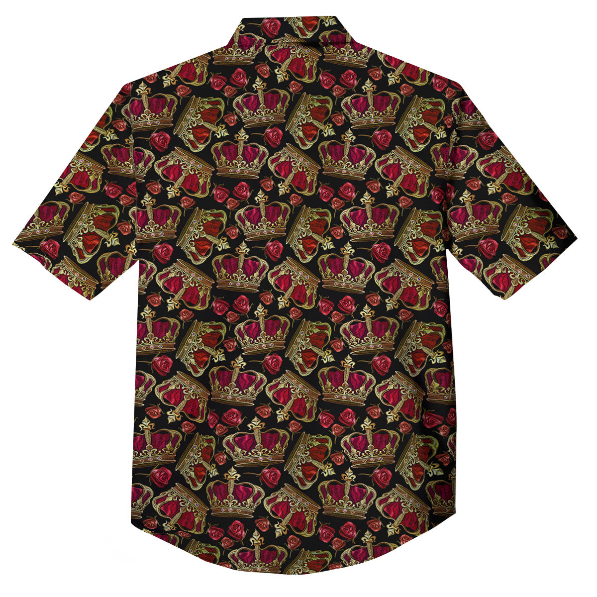 Crown Embroidery Print Pattern Button Up Shirt-grizzshop
