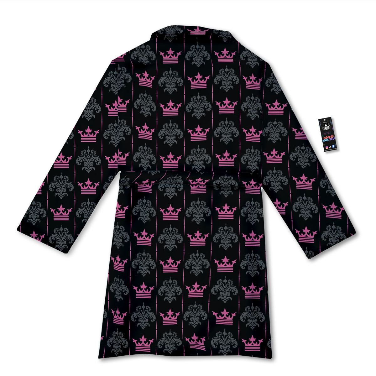 Crown Pink Print Pattern Bathrobe-grizzshop