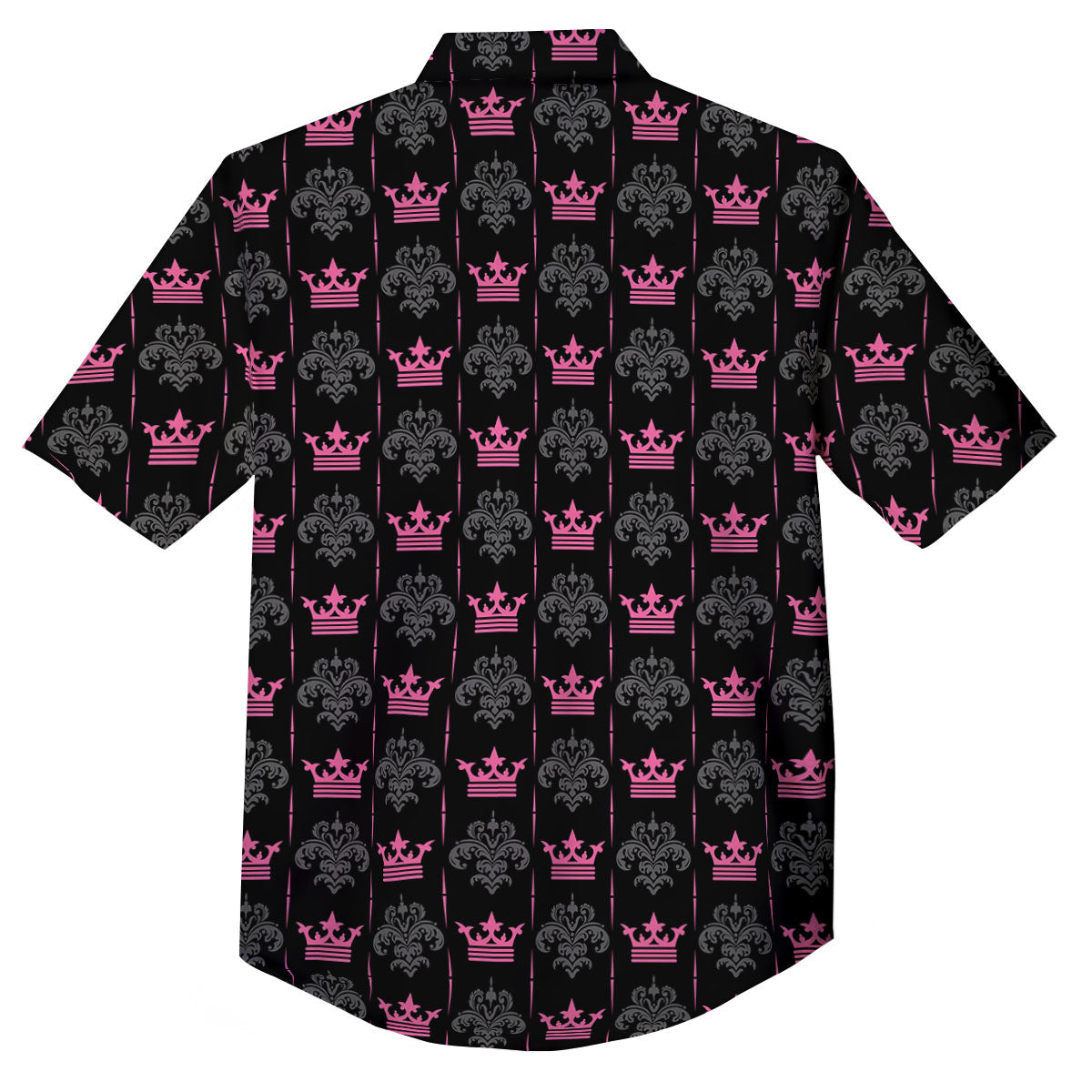 Crown Pink Print Pattern Button Up Shirt-grizzshop
