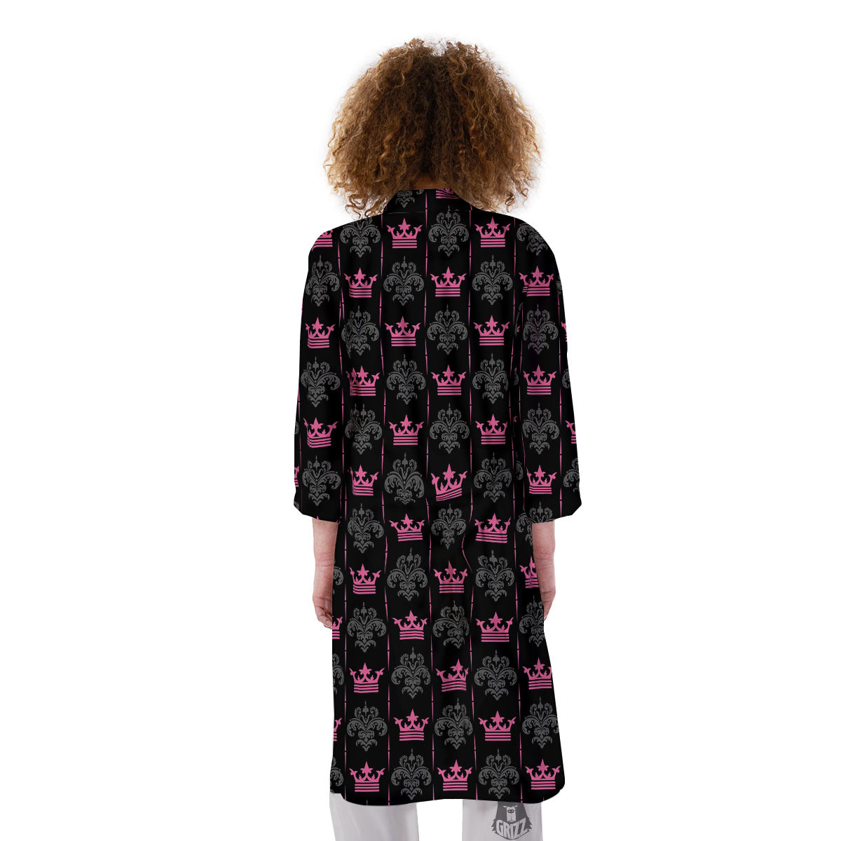 Crown Pink Print Pattern Kimono-grizzshop