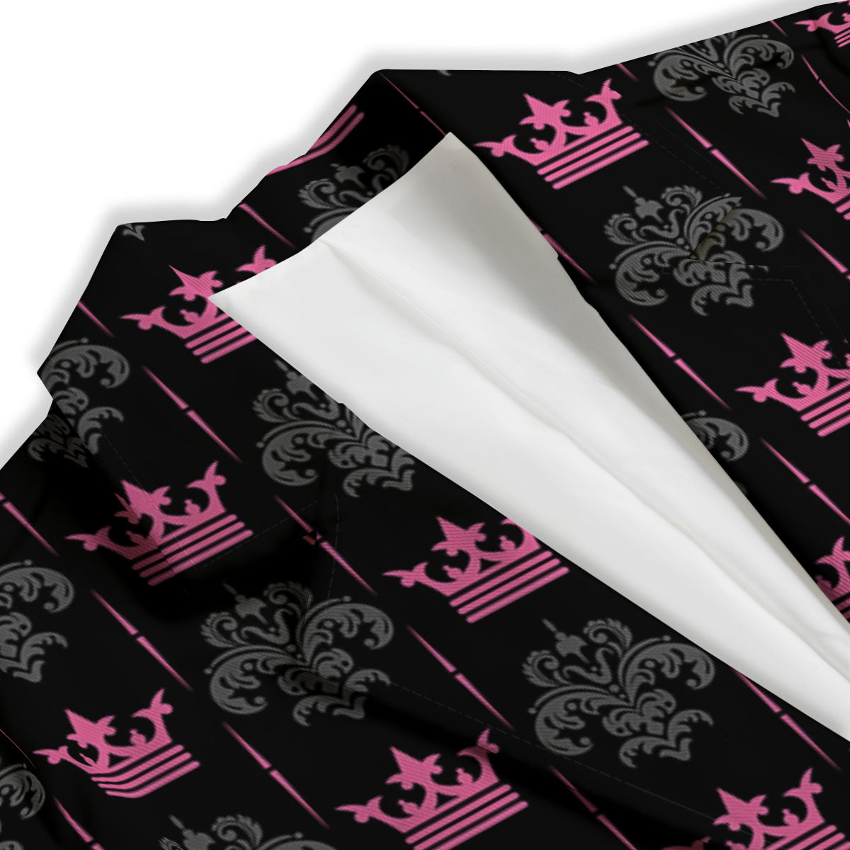 Crown Pink Print Pattern Women's Blazer-grizzshop