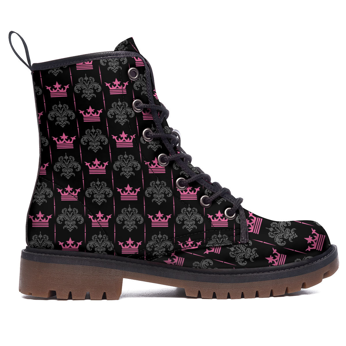 Crown Pink Print Pattern Work Boots-grizzshop