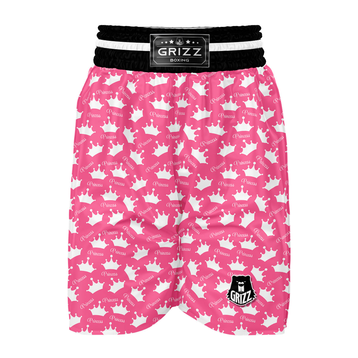 Crown Princess White And Pink Print Pattern Boxing Shorts-grizzshop