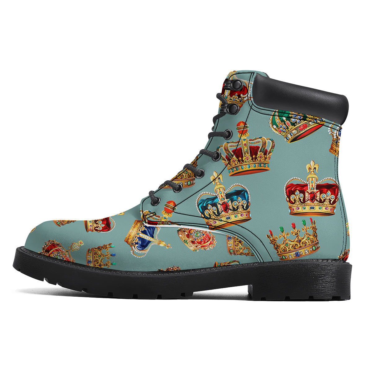 Crown Vintage Print Pattern Boots-grizzshop