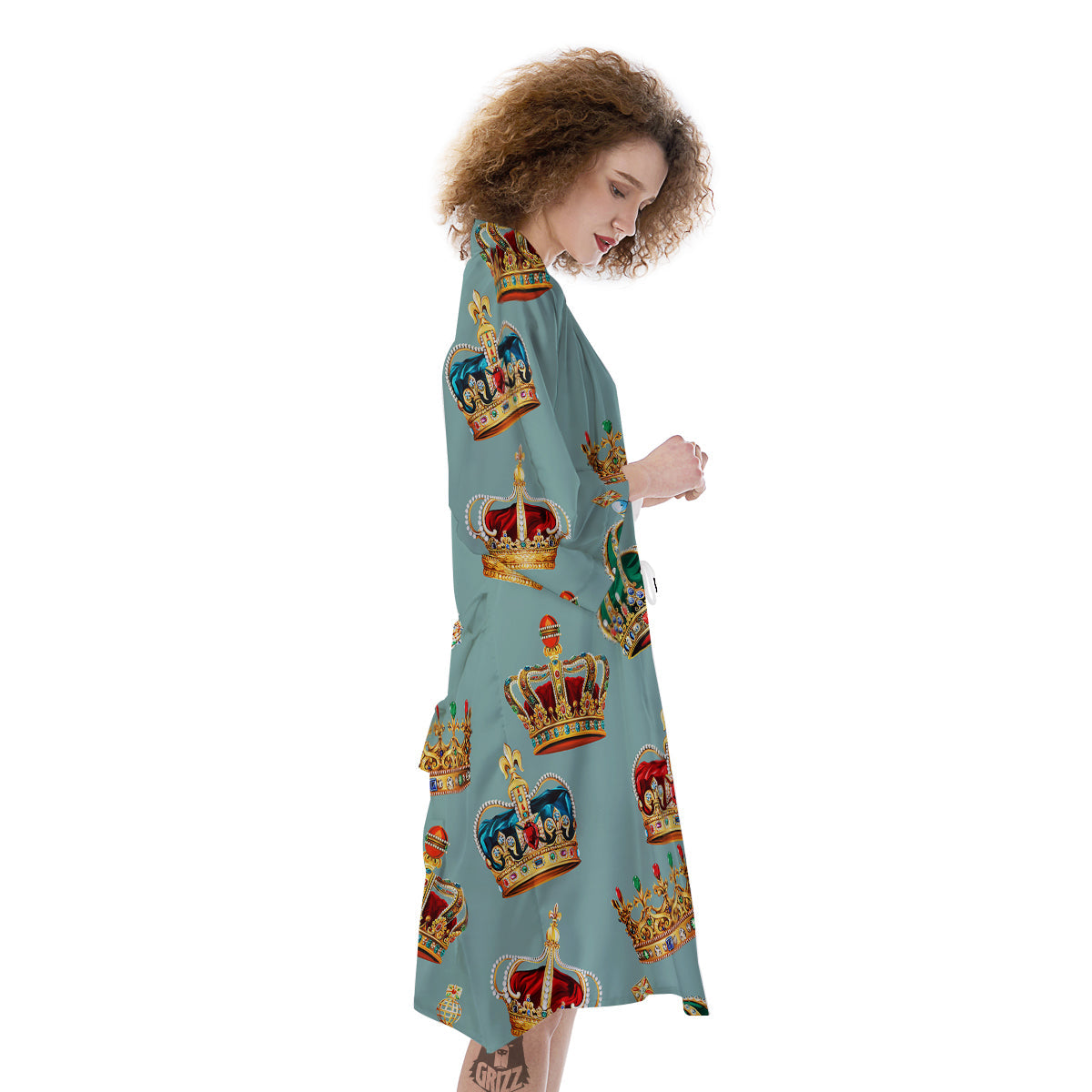 Crown Vintage Print Pattern Kimono-grizzshop