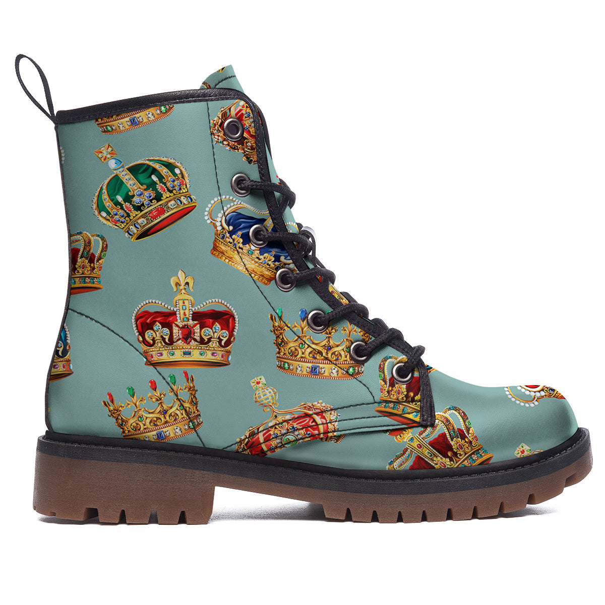 Crown Vintage Print Pattern Work Boots-grizzshop