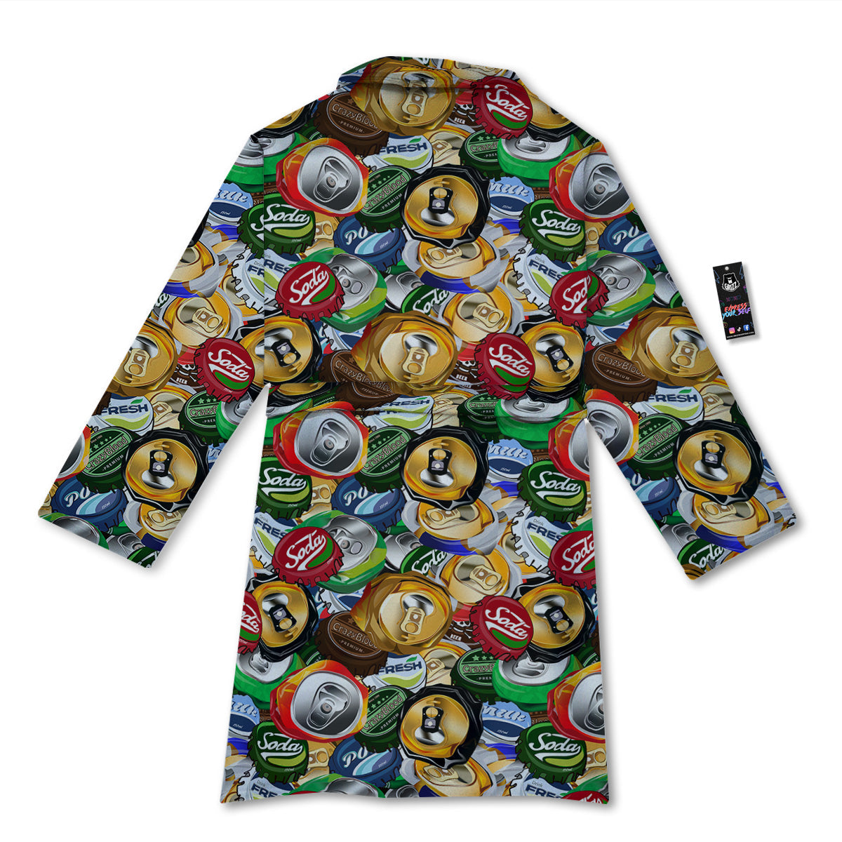 Crumpled Cans And Caps Print Pattern Bathrobe-grizzshop
