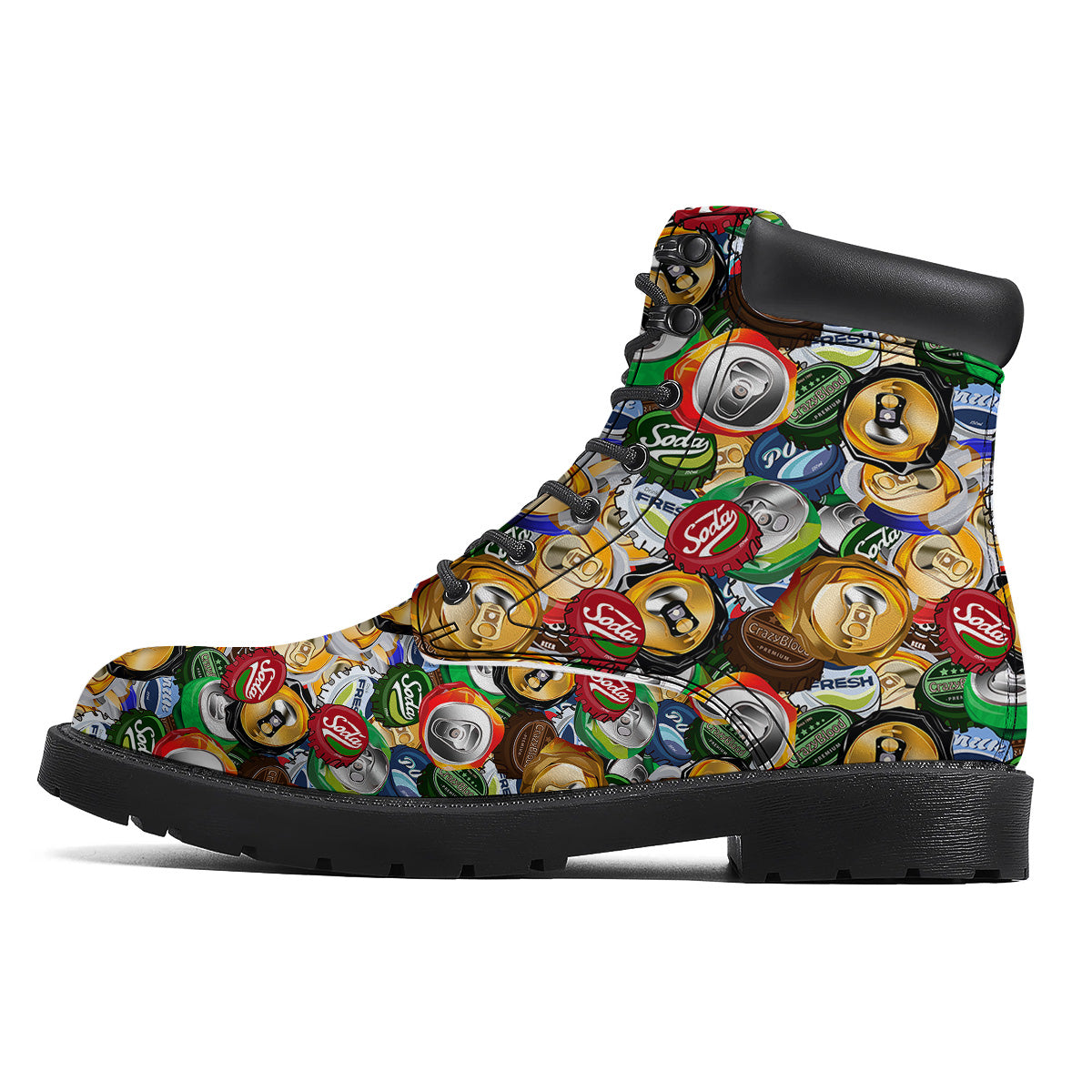 Crumpled Cans And Caps Print Pattern Boots-grizzshop