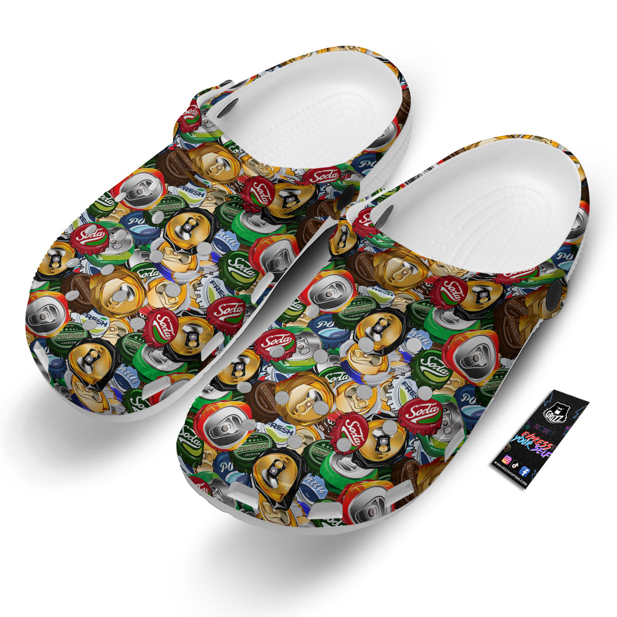 Crumpled Cans And Caps Print Pattern Clog-grizzshop