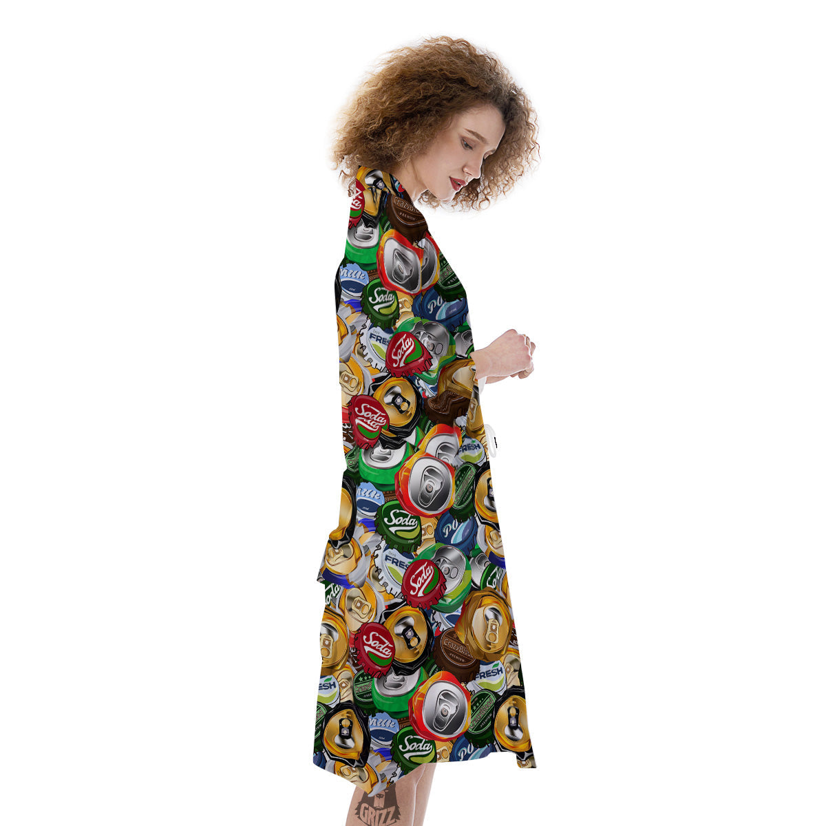 Crumpled Cans And Caps Print Pattern Kimono-grizzshop