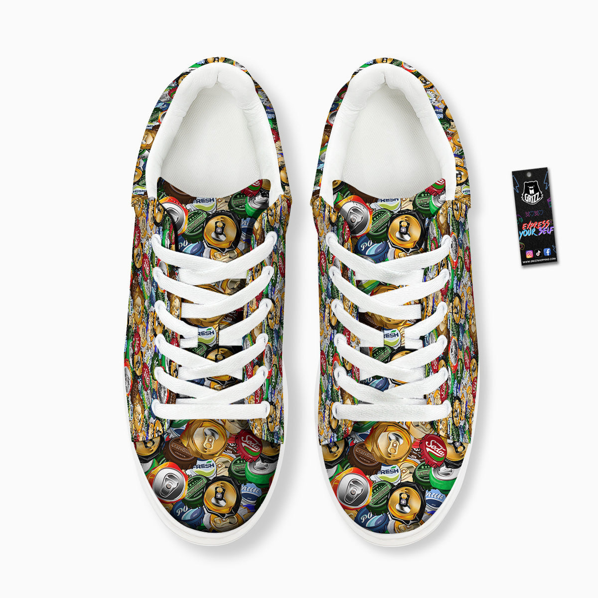 Crumpled Cans And Caps Print Pattern Platform Shoes-grizzshop