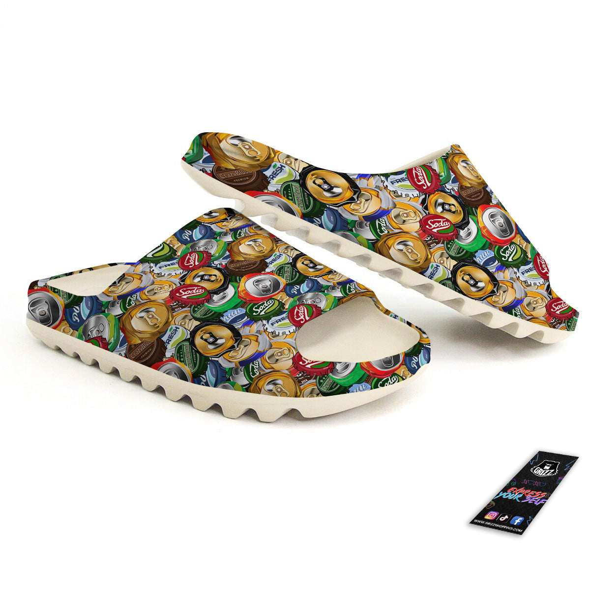 Crumpled Cans And Caps Print Pattern Sandals-grizzshop