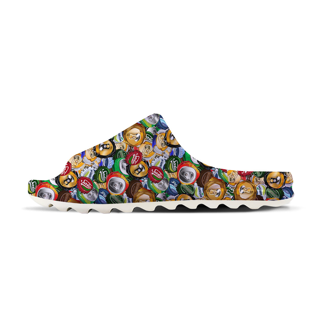 Crumpled Cans And Caps Print Pattern Sandals-grizzshop