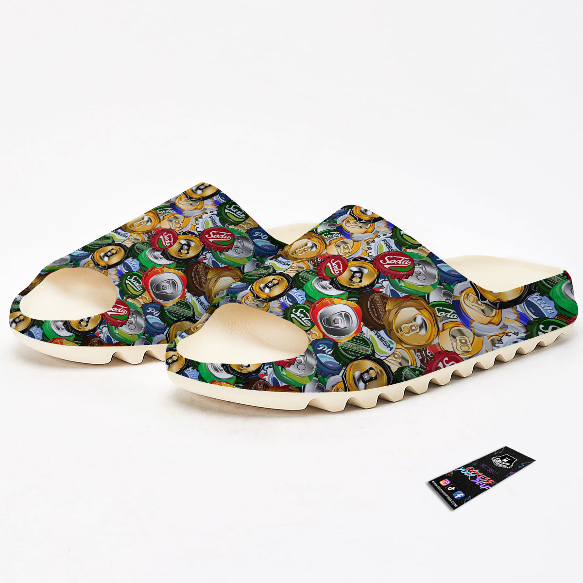 Crumpled Cans And Caps Print Pattern Sandals-grizzshop