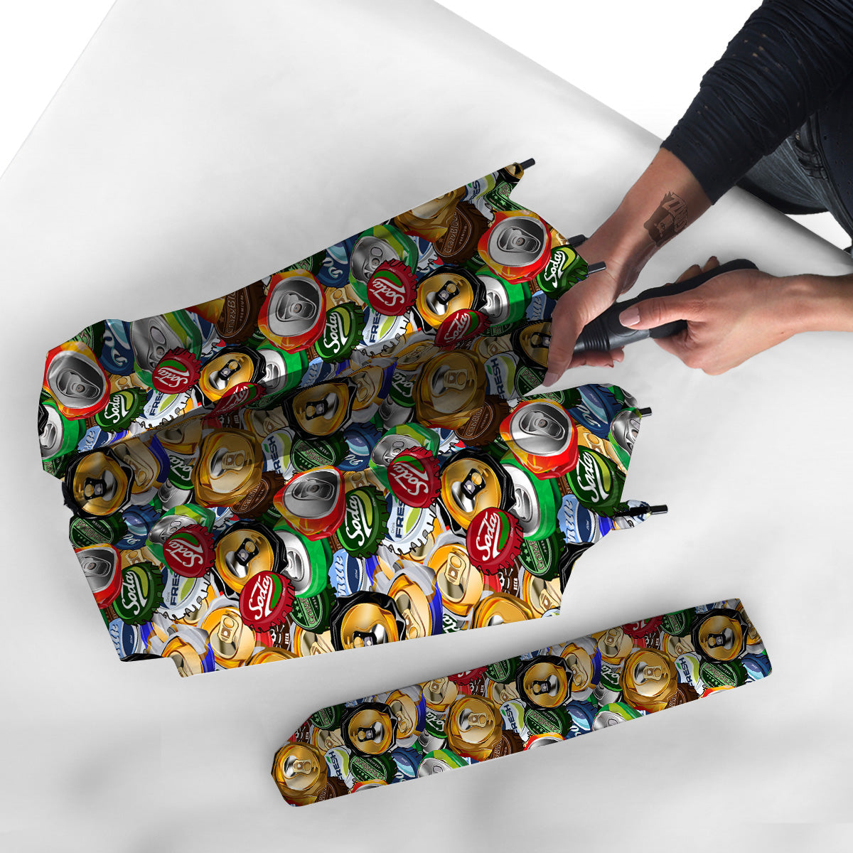 Crumpled Cans And Caps Print Pattern Umbrella-grizzshop