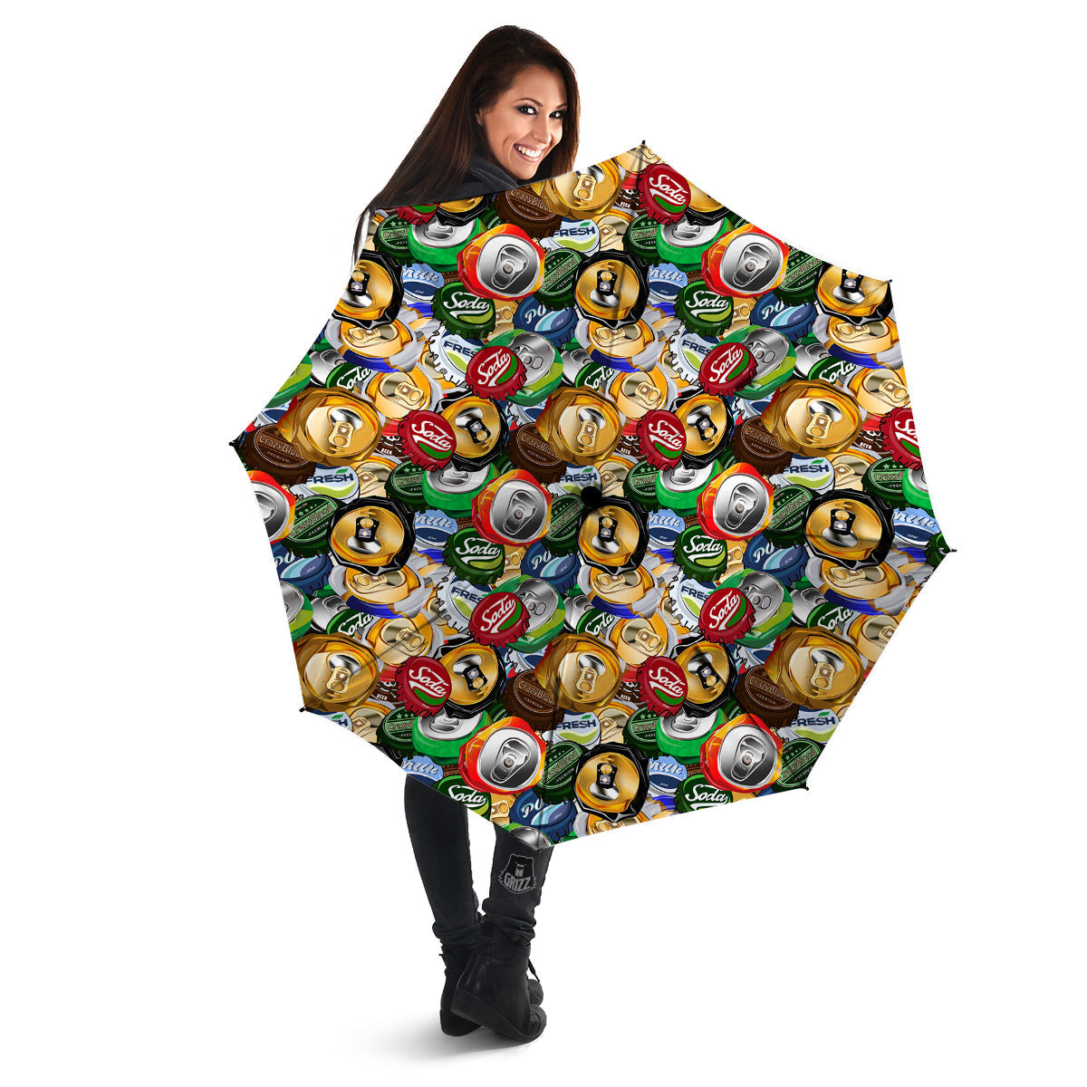 Crumpled Cans And Caps Print Pattern Umbrella-grizzshop