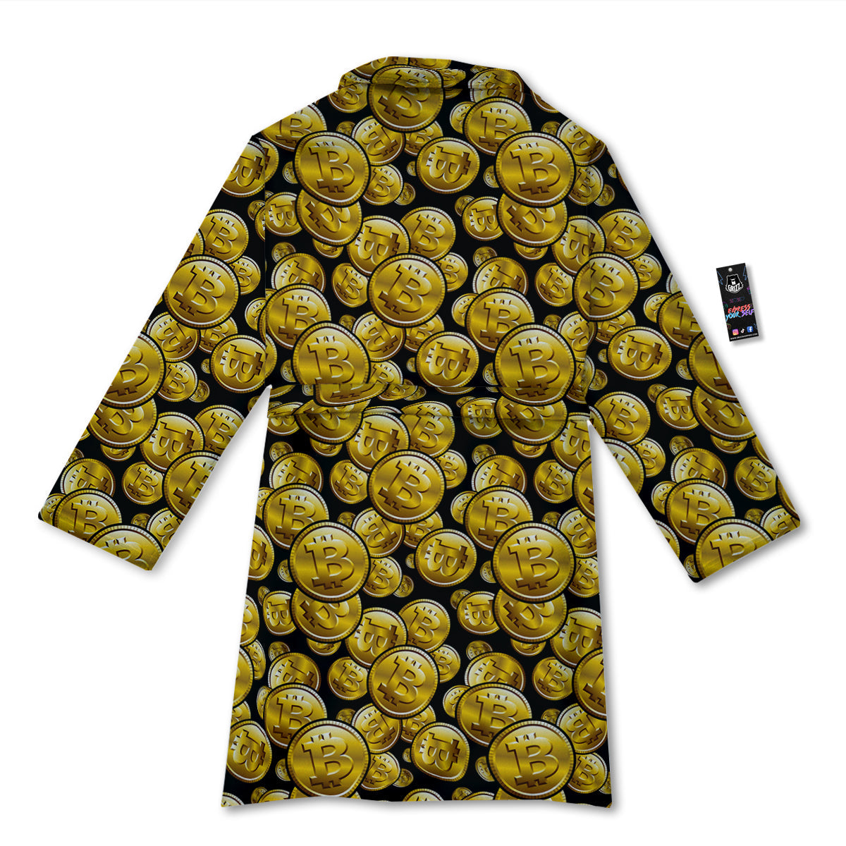 Crypto Bitcoin Print Pattern Bathrobe-grizzshop
