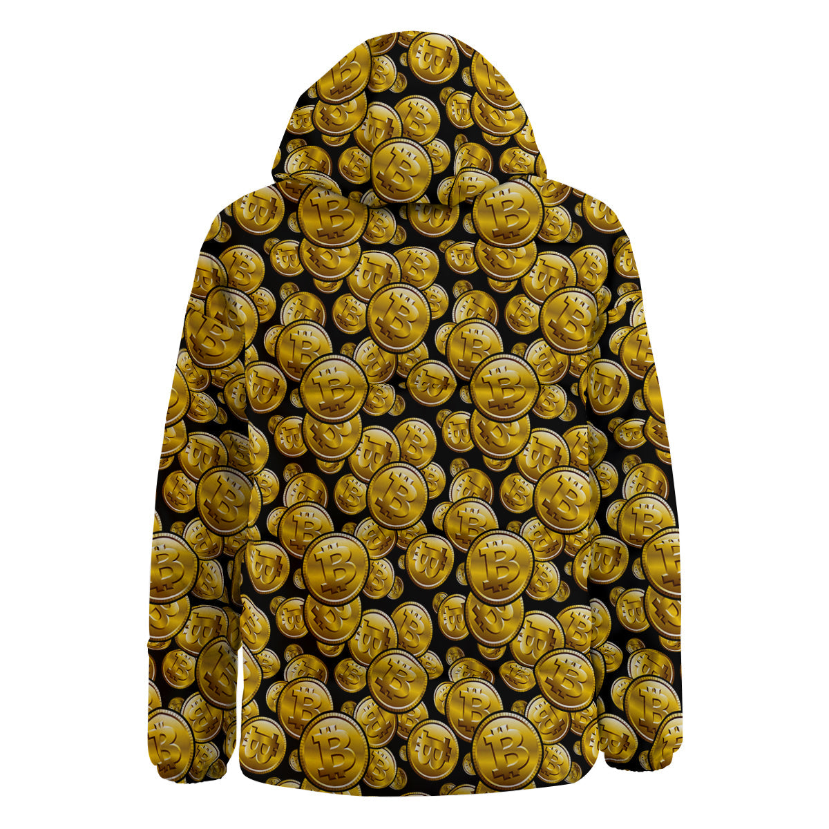 Crypto Bitcoin Print Pattern Down Jacket-grizzshop