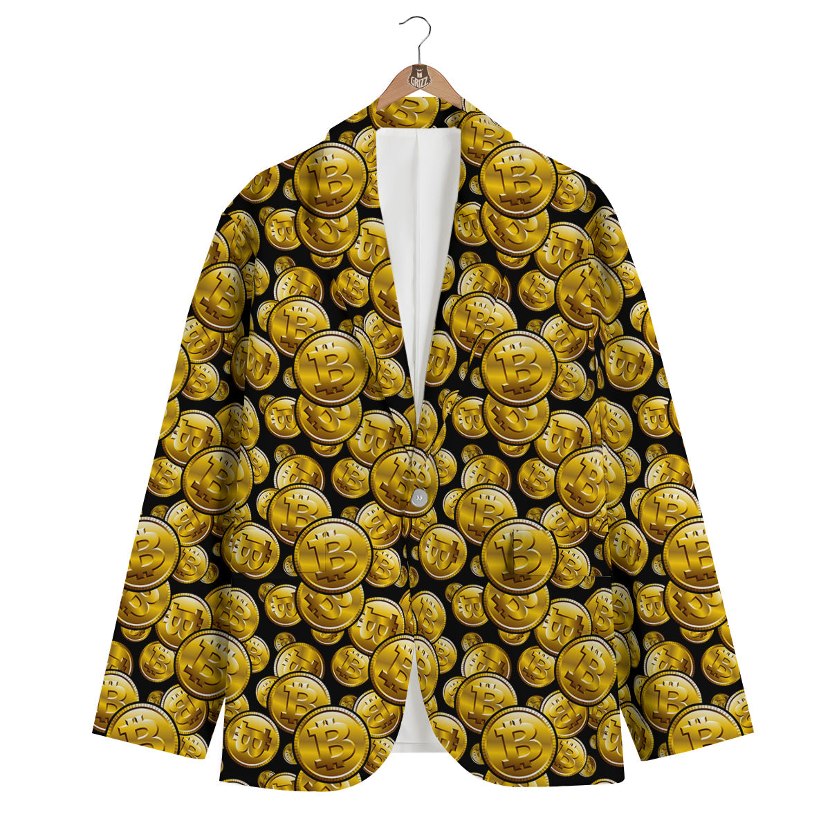 Crypto Bitcoin Print Pattern Men's Blazer-grizzshop