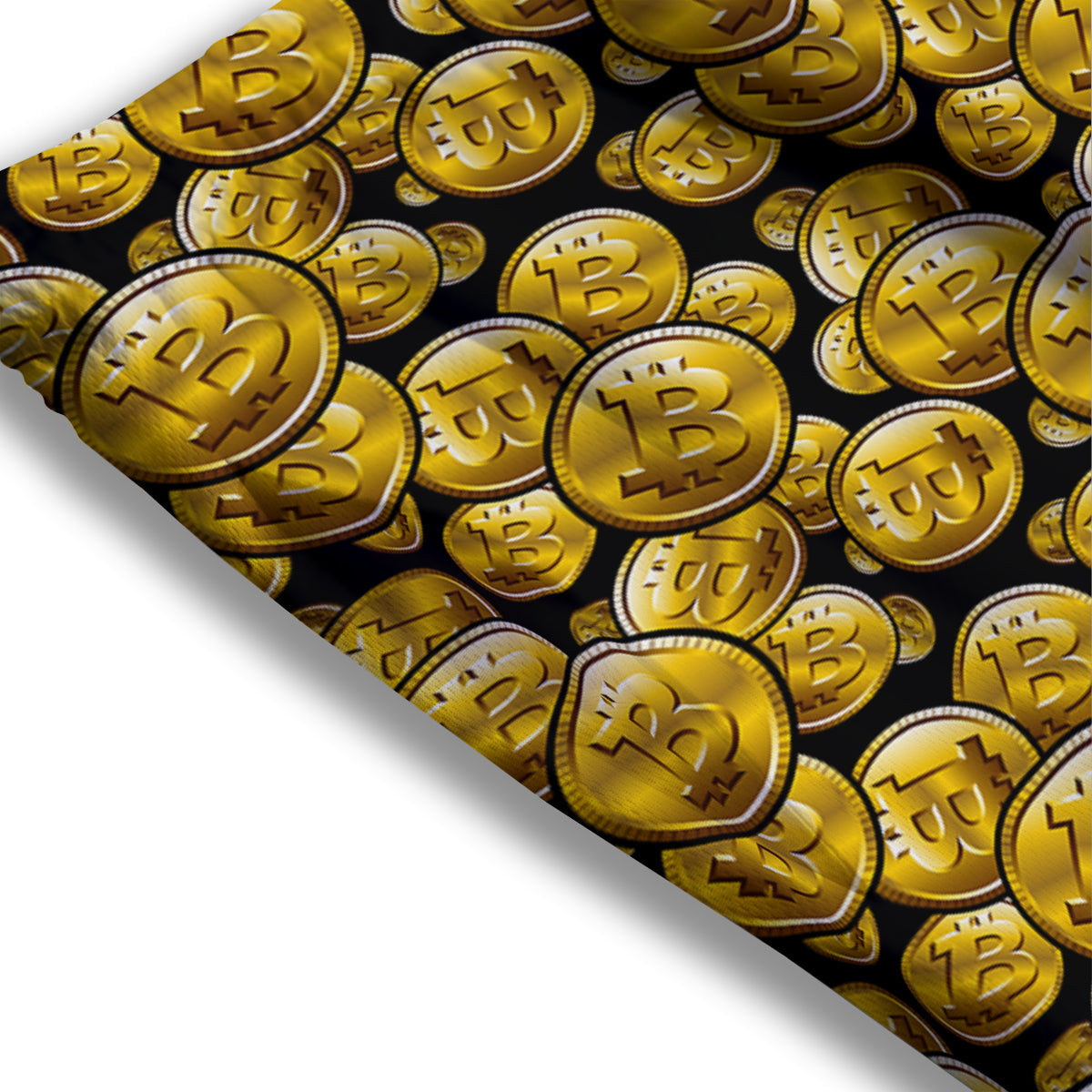 Crypto Bitcoin Print Pattern Mesh Shorts-grizzshop