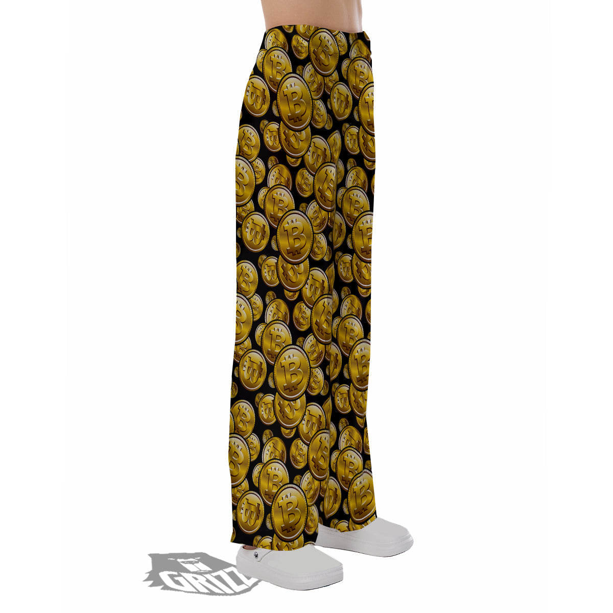 Crypto Bitcoin Print Pattern Pajama Pants-grizzshop
