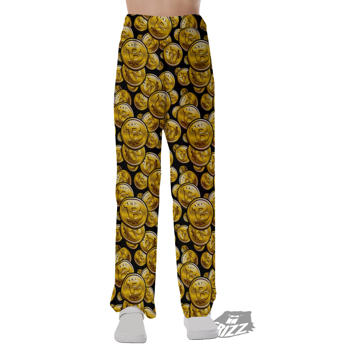 Crypto Bitcoin Print Pattern Pajama Pants-grizzshop