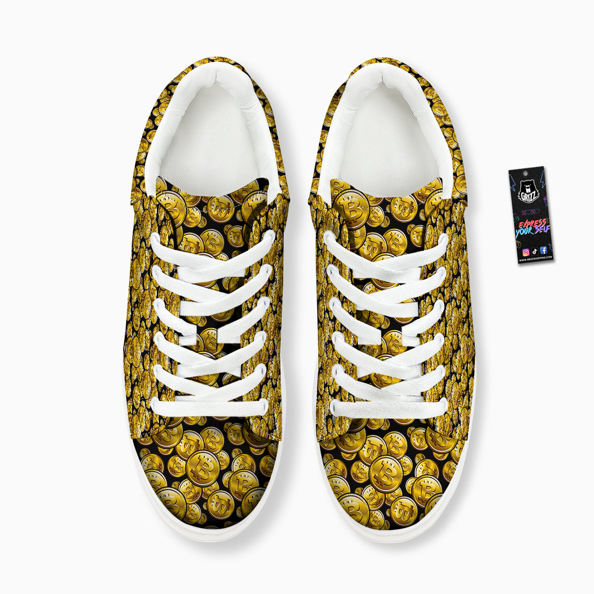 Crypto Bitcoin Print Pattern Platform Shoes-grizzshop