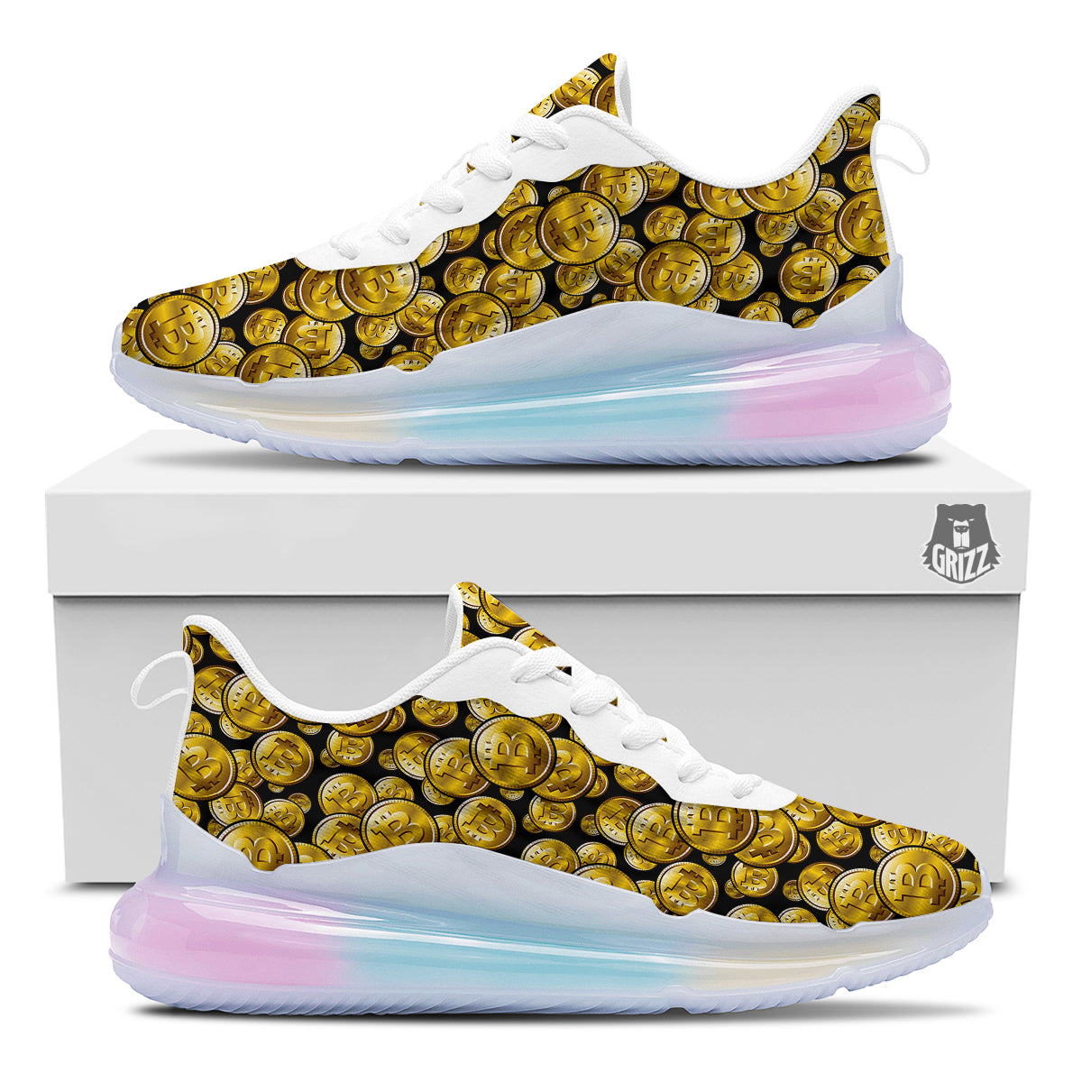 Crypto Bitcoin Print Pattern Running Sneakers-grizzshop