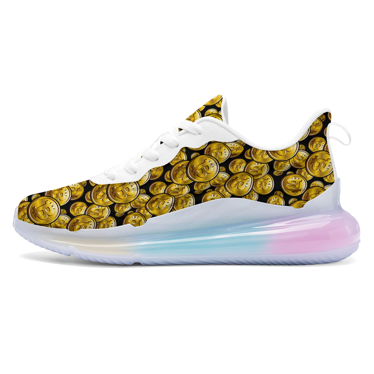 Crypto Bitcoin Print Pattern Running Sneakers-grizzshop