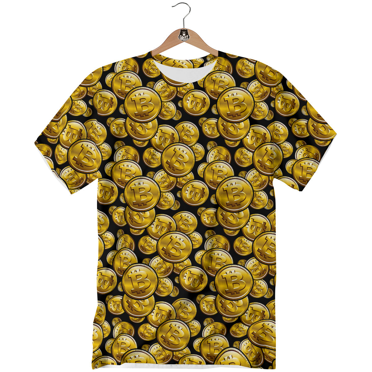 Crypto Bitcoin Print Pattern T-Shirt-grizzshop