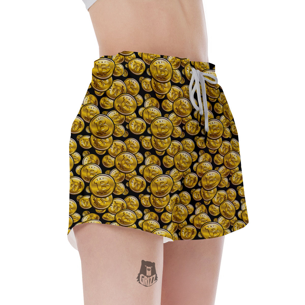 Crypto Bitcoin Print Pattern Women's Shorts-grizzshop
