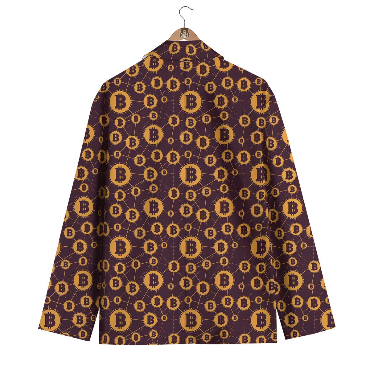 Cryptocurrency Bitcoin Pattern Print Men's Blazer-grizzshop