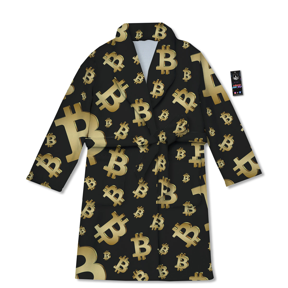 Cryptocurrency Bitcoin Print Pattern Bathrobe-grizzshop