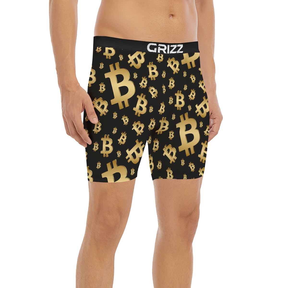 Cryptocurrency Bitcoin Print Pattern Boxer Briefs-grizzshop