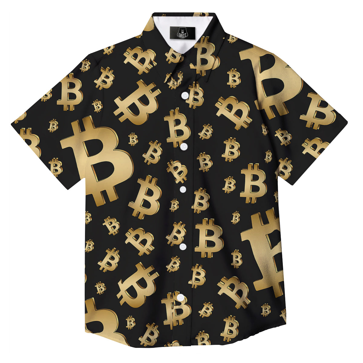 Cryptocurrency Bitcoin Print Pattern Button Up Shirt-grizzshop