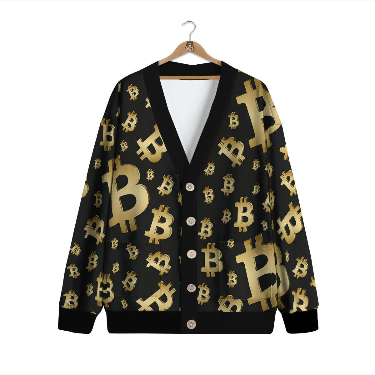 Cryptocurrency Bitcoin Print Pattern Cardigan-grizzshop
