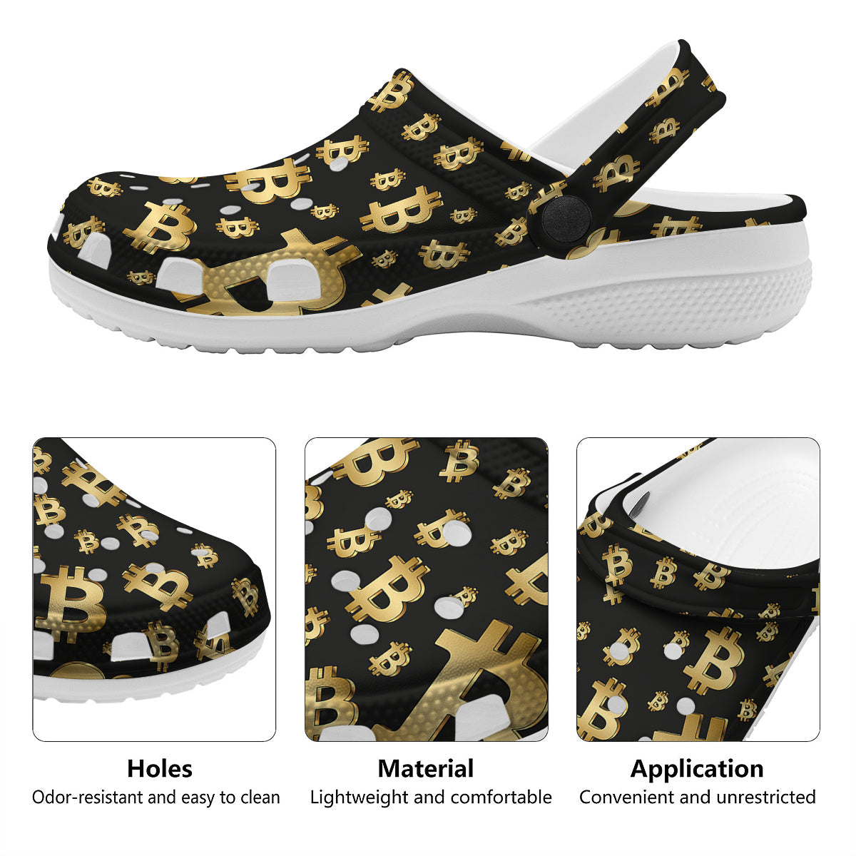 Cryptocurrency Bitcoin Print Pattern Clog-grizzshop
