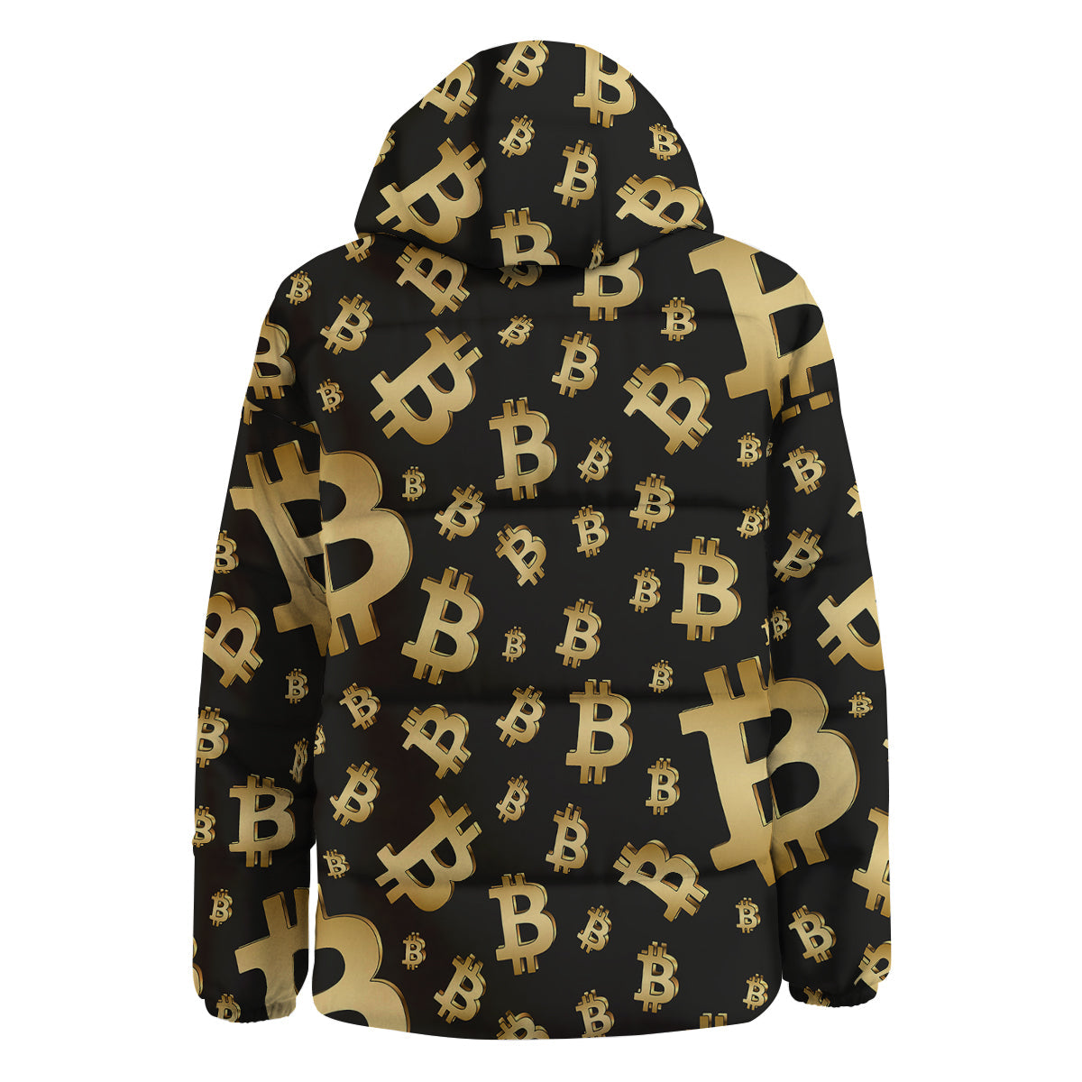 Cryptocurrency Bitcoin Print Pattern Down Jacket-grizzshop