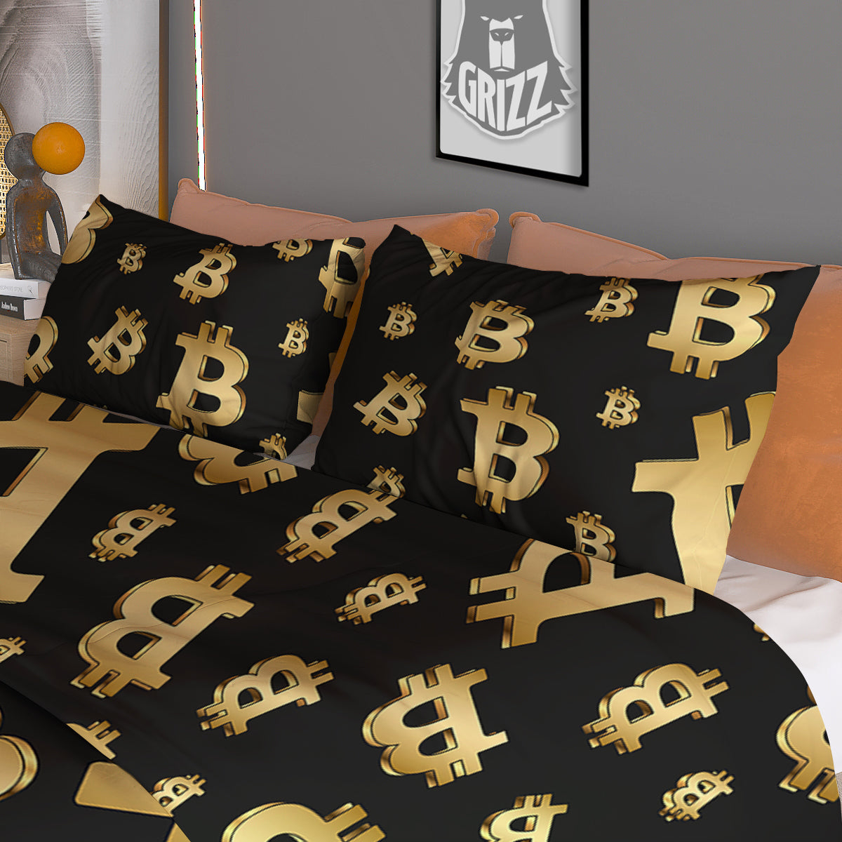 Cryptocurrency Bitcoin Print Pattern Duvet Cover Bedding Set
