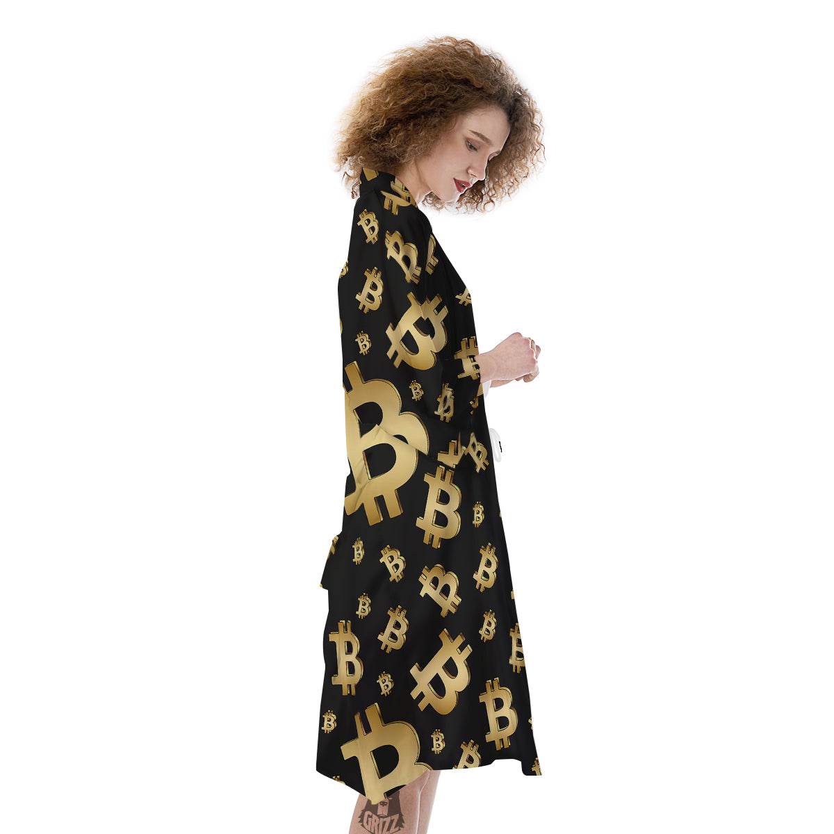 Cryptocurrency Bitcoin Print Pattern Kimono-grizzshop