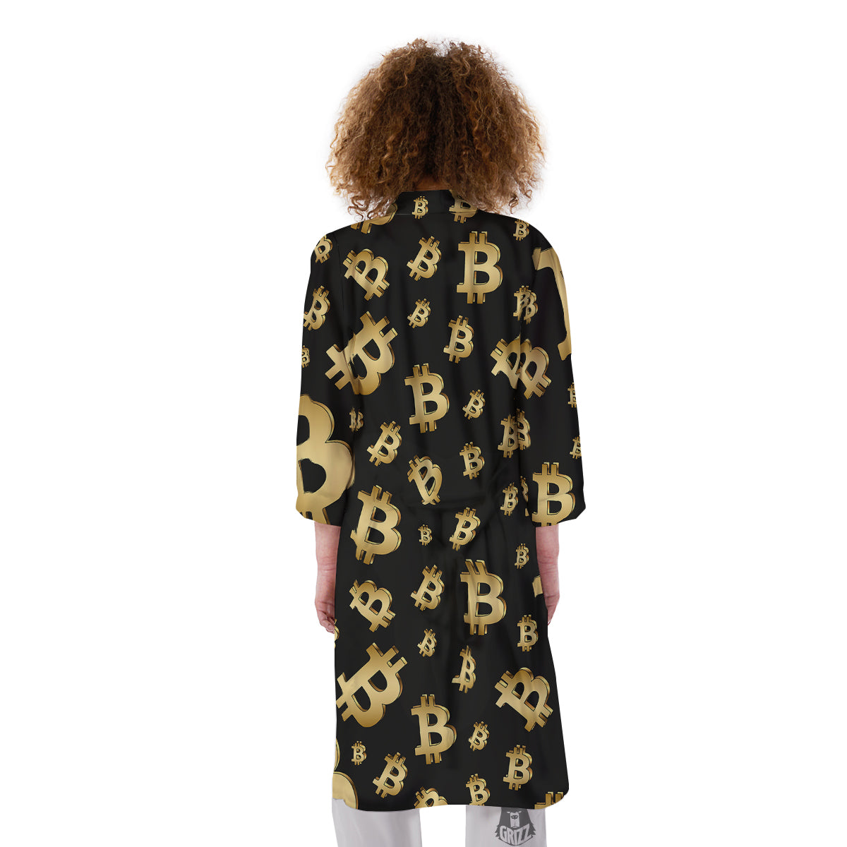 Cryptocurrency Bitcoin Print Pattern Kimono-grizzshop